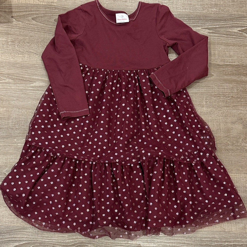 Hanna Andersson Burgundy Polka Dot Tulle Sparkle Dress